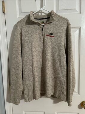 Mossy Oak Men's Beige Heathered Quarter-Zip Pullover